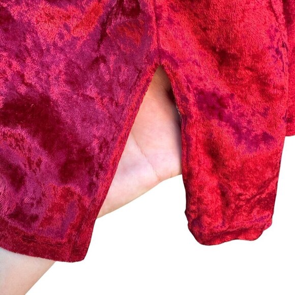 Carole Katz Vintage Red Velvet Burnout 2-Piece Stretch Lounge Top Pants Set L - Picture 10 of 11